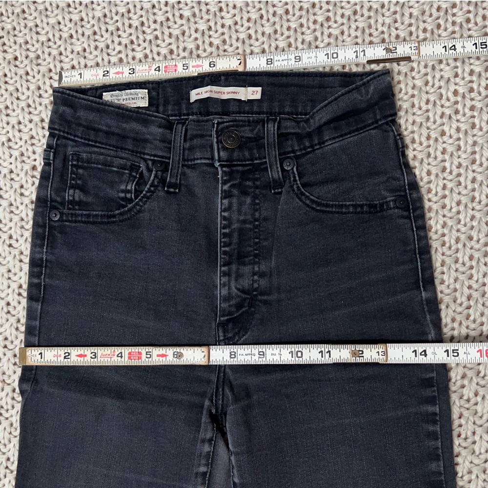 Levi's Premium Mile High Super Skinny Jeans Charcoal Black Women Size 27 - Picture 5 of 9